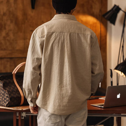 Old Money Aesthetic Linen Shirt for Men – Casual Vintage Fit