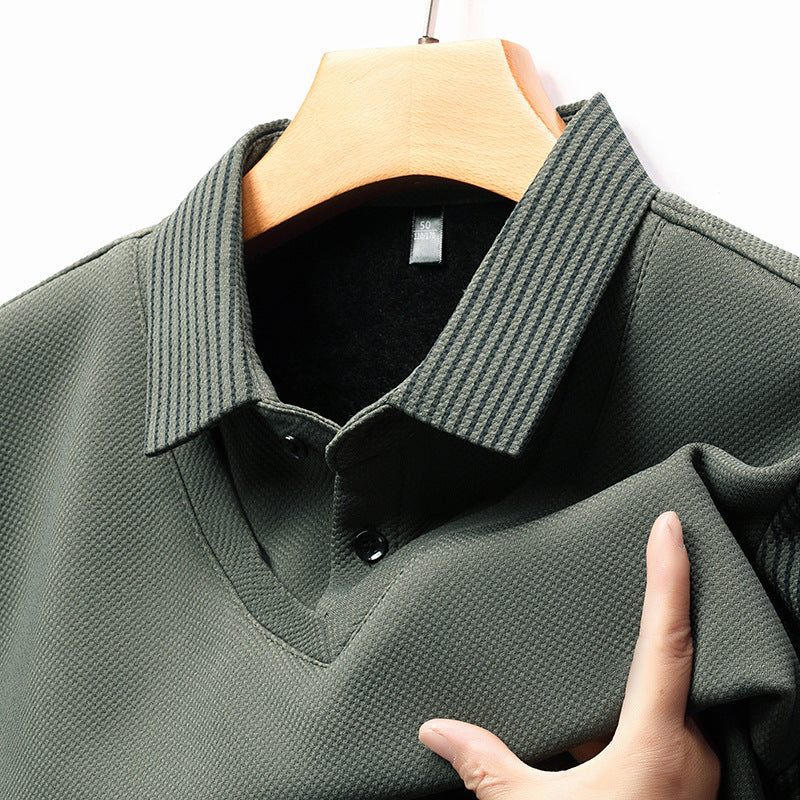 Men’s Business Casual Fake Two-Piece Striped Sleeve T-Shirt – Fashion Slim Fit Top