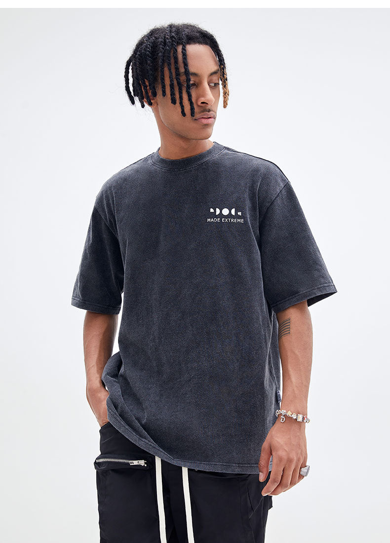 Retro Street Style Letter Print Men’s Short Sleeve T-Shirt Casual Urban Tee