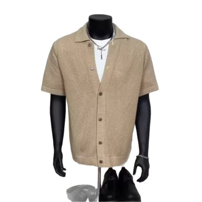 Men’s Summer Knit T-Shirt – Hollow Out Short Sleeve Casual Styl