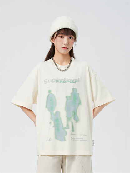 Men’s Casual Graphic T-Shirt – Blur Portrait Print Loose Crew Neck Short Sleeve Top