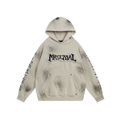 Men’s Distressed Graffiti Hoodie – Retro American Streetwear Sweatshirt