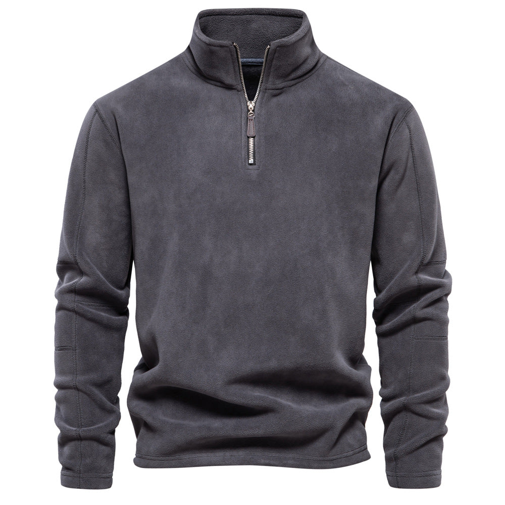 Men’s Fashion Fleece Sweatshirt – Zipper Stand-Collar Casual Top