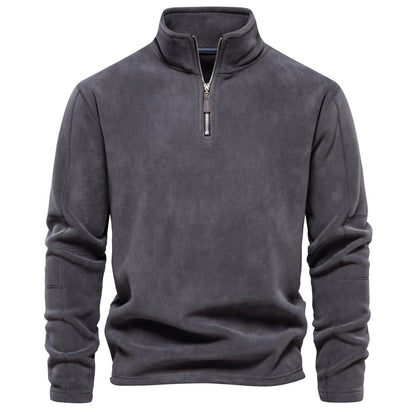Men’s Fashion Fleece Sweatshirt – Zipper Stand-Collar Casual Top