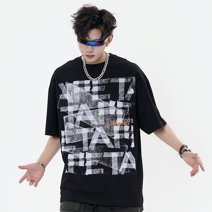 Unisex Letter Print Loose T-Shirt – Casual Top for Men & Women