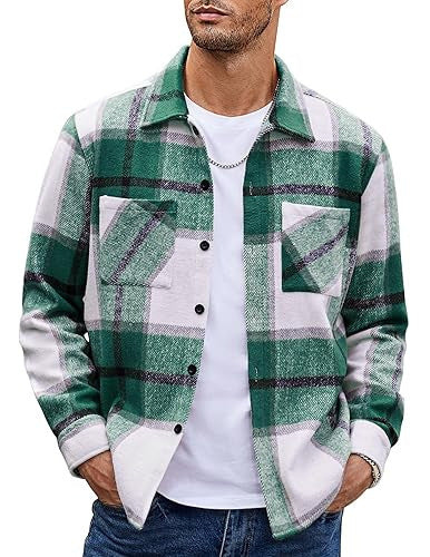 Men's Vintage Button-Up Shirt – Casual Retro Long Sleeve Fall Winter Top
