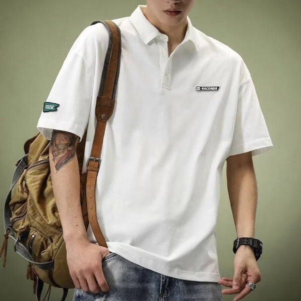 Men's American Style Lapel Shirt – Loose Heavy Short Sleeve Casual Fashion Tee