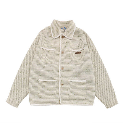 Vintage Knitted Jacket for Men & Women – Retro Unisex Knitwear Cardigan, Casual Warm Sweater Coat