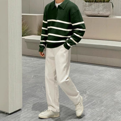 Men’s Casual Half Zip Knitted Jacket – Loose Fit Lightweight Pullover Top