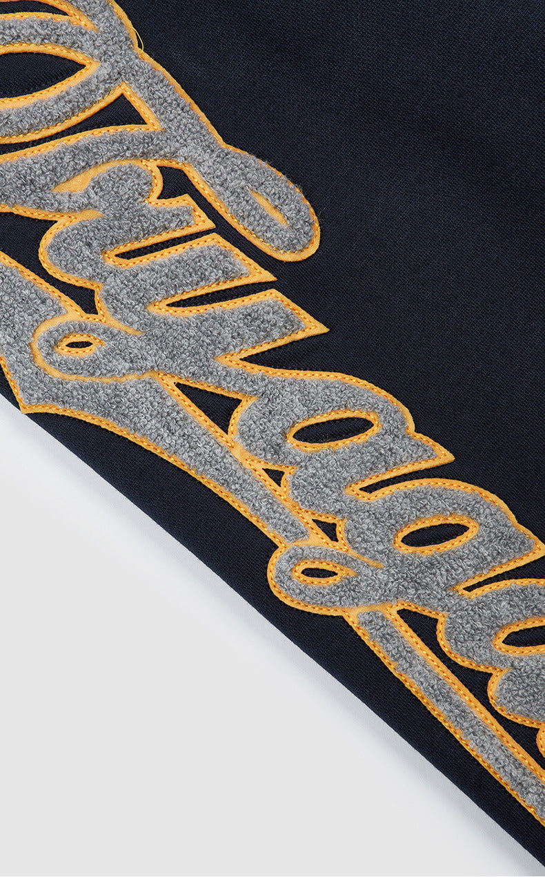 Men’s Streetwear Patch Embroidered Coat – Stylish Contrast Jacket