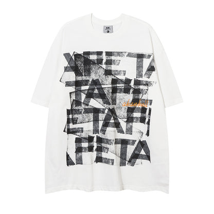 Unisex Letter Print Loose T-Shirt – Casual Top for Men & Women