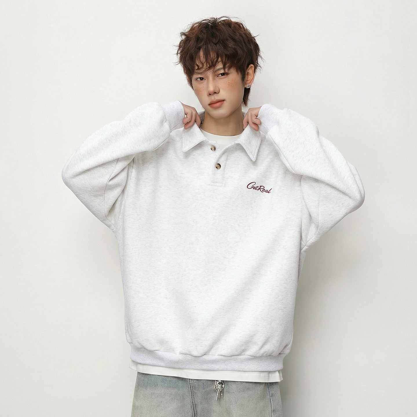 Men’s Letter Print Button Lapel Hoodie – Casual Long Sleeve Streetwear Sweatshirt