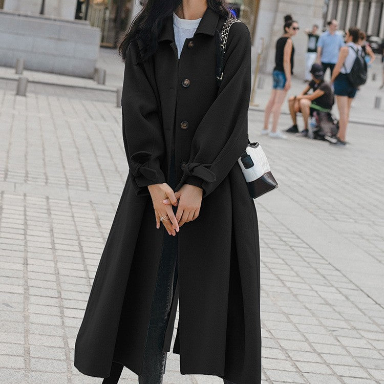 Women’s Medium-Length Wool Jacket – Classic Warm Coat for Fall & Winter