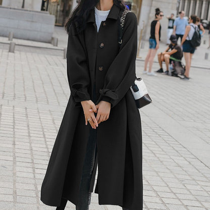Women’s Medium-Length Wool Jacket – Classic Warm Coat for Fall & Winter