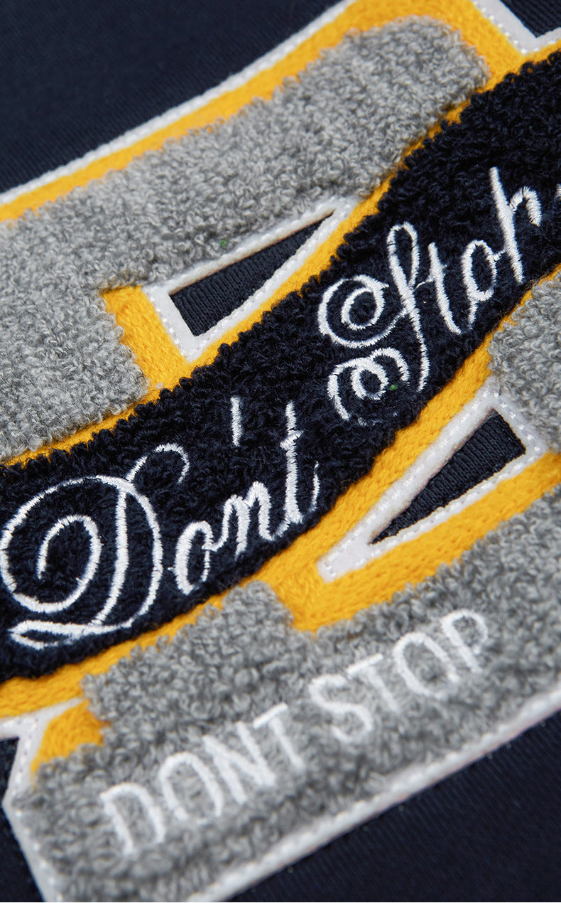 Men’s Streetwear Patch Embroidered Coat – Stylish Contrast Jacket