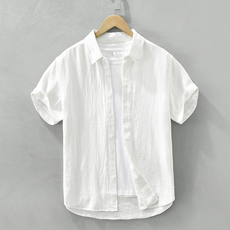 Lightweight Cotton Linen Short Sleeve Shirt for Men – Cool & Comfortable Lapel Style
