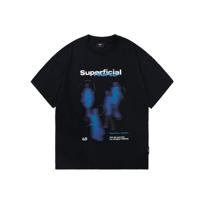 Men’s Casual Graphic T-Shirt – Blur Portrait Print Loose Crew Neck Short Sleeve Top