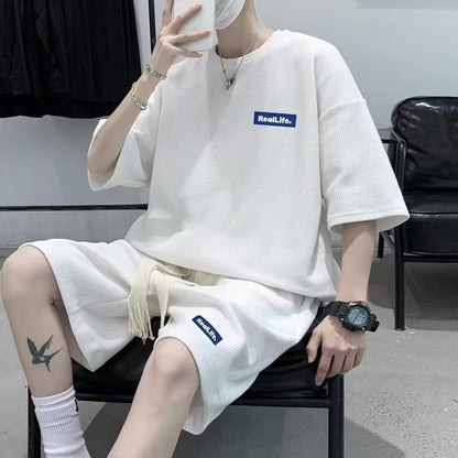 Men’s Waffle Knit Activewear Set – Stylish Casual Sports Lounge Suit