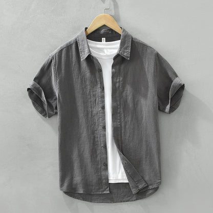 Lightweight Cotton Linen Short Sleeve Shirt for Men – Cool & Comfortable Lapel Style