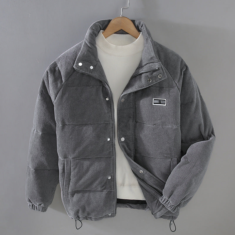Trendy Men’s Corduroy Down Coat – Youth Style Warm Winter Jacket