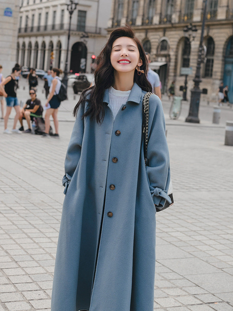 Women’s Medium-Length Wool Jacket – Classic Warm Coat for Fall & Winter