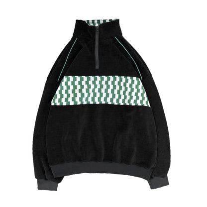 Men’s Retro Colorblock Stand Collar Sweatshirt – Casual Sports Pullover Jacket