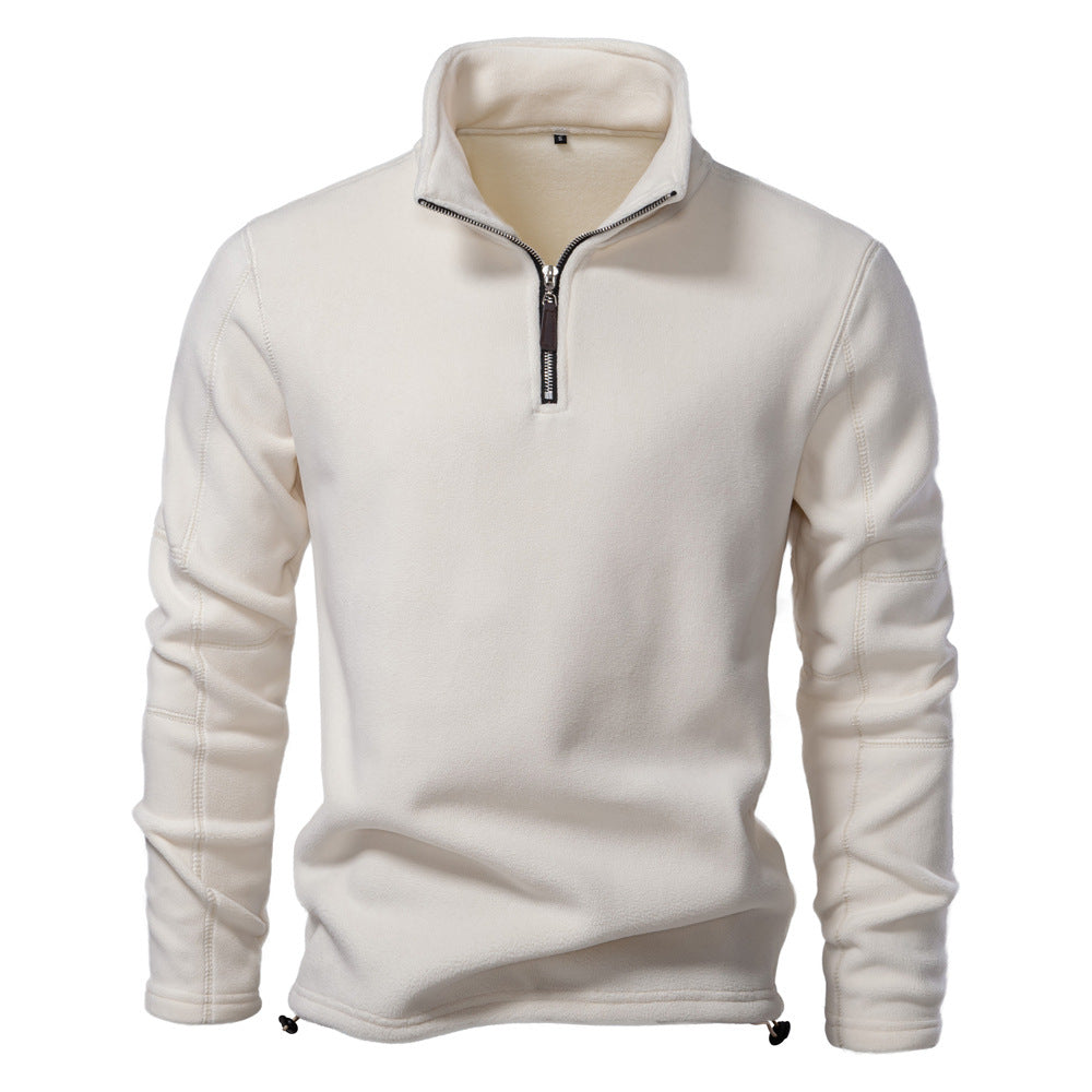 Men’s Fashion Fleece Sweatshirt – Zipper Stand-Collar Casual Top