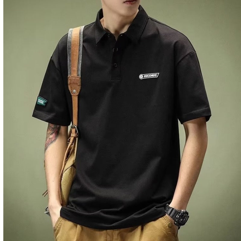 Men's American Style Lapel Shirt – Loose Heavy Short Sleeve Casual Fashion Tee