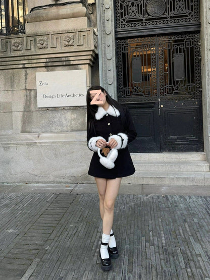 Women’s Patchwork Fur Collar Coat – Warm, Stylish & Easy-Match Winter Jacket