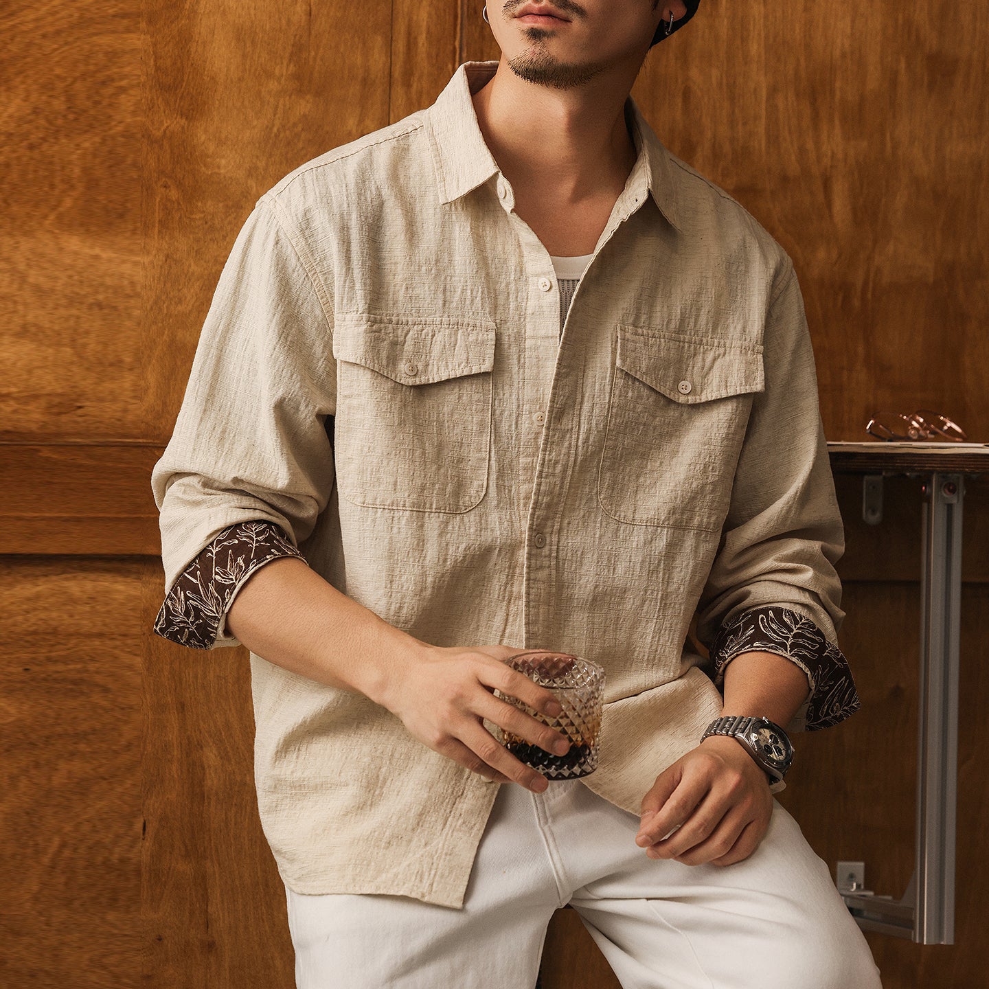 Old Money Aesthetic Linen Shirt for Men – Casual Vintage Fit