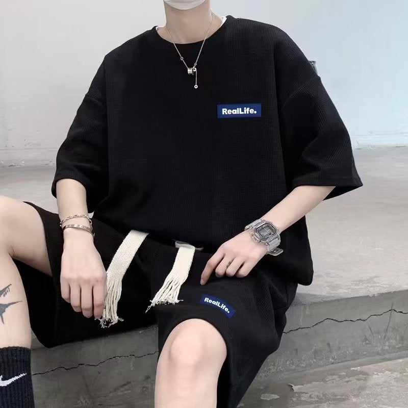 Men’s Waffle Knit Activewear Set – Stylish Casual Sports Lounge Suit