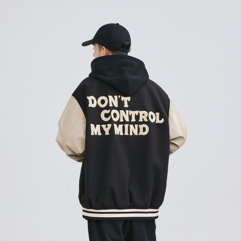 Men’s Streetwear PU Leather Patchwork Coat – Stylish Casual Jacket