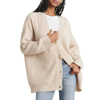 Women’s Solid Color Cardigan Sweater Coat – Casual Long Sleeve Knit Outerwear