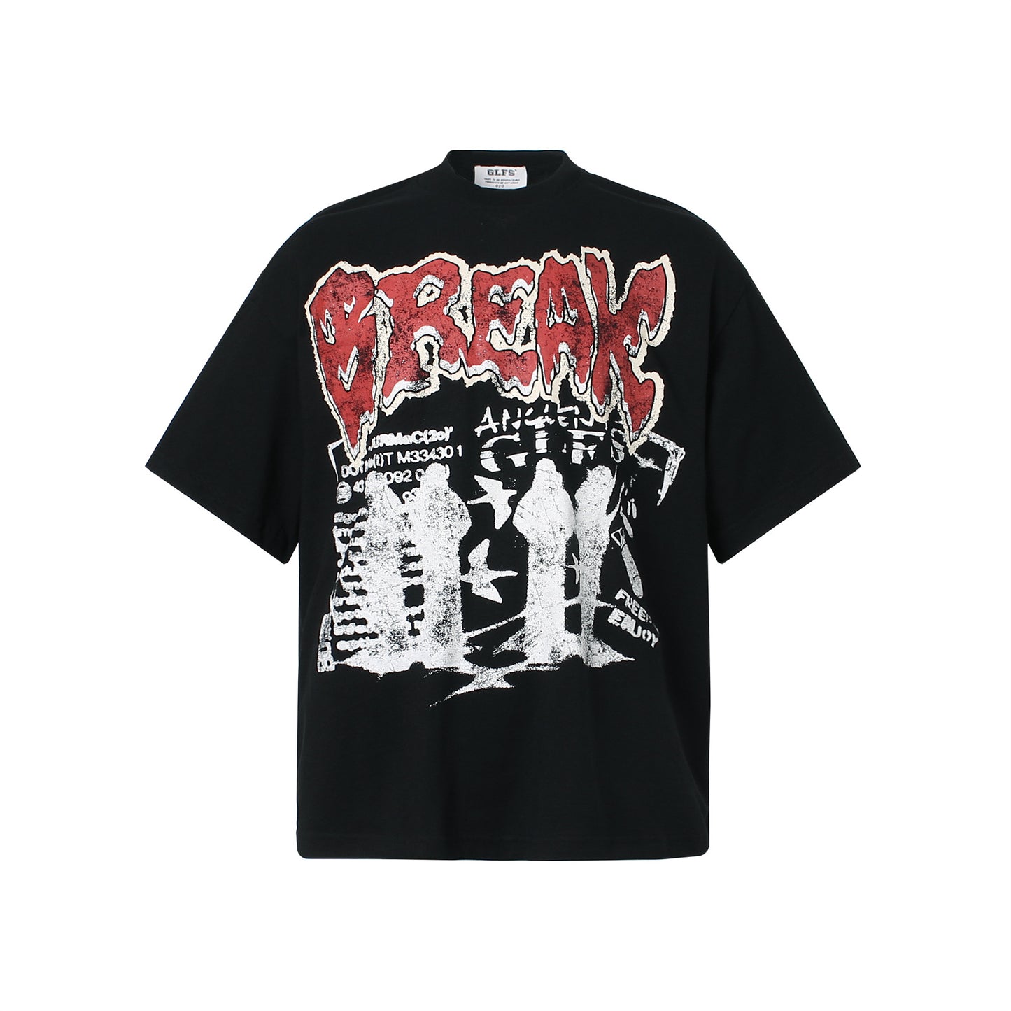 Men’s American Streetwear Hip-Hop Rock Band Graphic T-Shirt – Letter Print Short Sleeve Tee