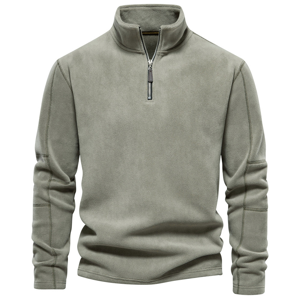 Men’s Fashion Fleece Sweatshirt – Zipper Stand-Collar Casual Top
