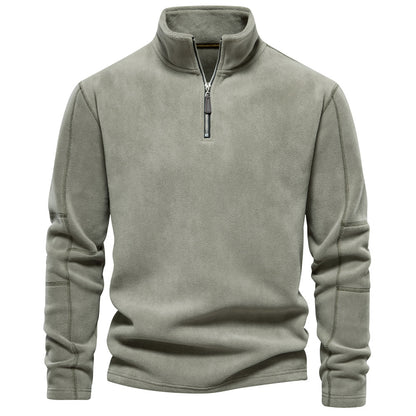 Men’s Fashion Fleece Sweatshirt – Zipper Stand-Collar Casual Top