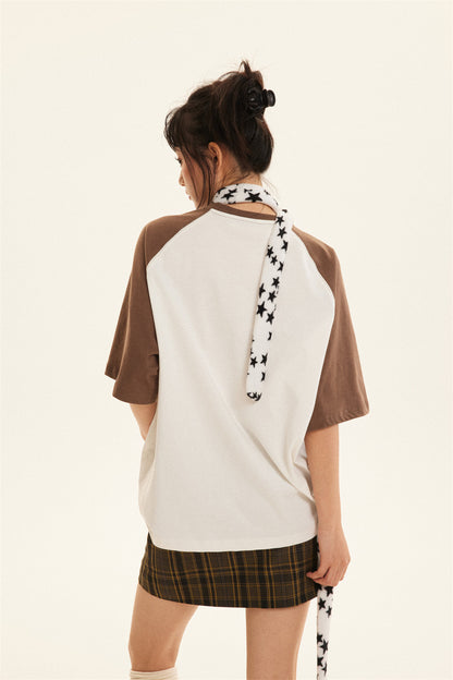 Women’s Cute Puppy Print Colorblock Short Sleeve T-Shirt – Casual Summer Top