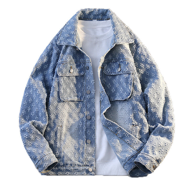 Men’s Blue Denim Coat – Youth Casual Spring Jacket, Slim Fit Lightweight Outerwear