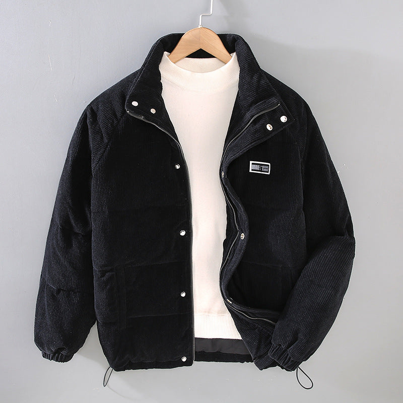 Trendy Men’s Corduroy Down Coat – Youth Style Warm Winter Jacket