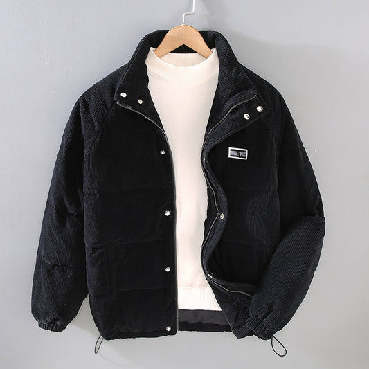 Trendy Men’s Corduroy Down Coat – Youth Style Warm Winter Jacket
