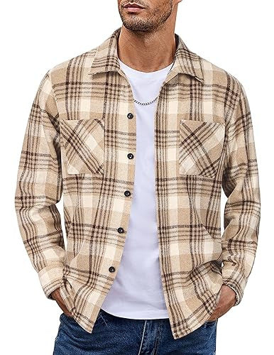 Men's Vintage Button-Up Shirt – Casual Retro Long Sleeve Fall Winter Top