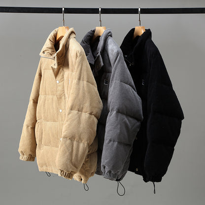 Trendy Men’s Corduroy Down Coat – Youth Style Warm Winter Jacket