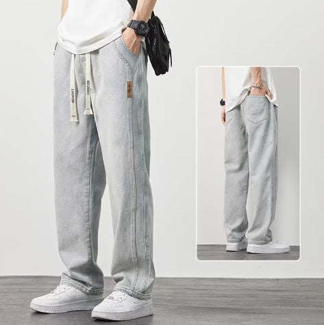 Men’s Straight Loose Wide-Leg Casual Pants – Lightweight Breathable Summer Trousers