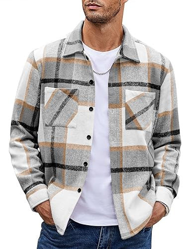 Men's Vintage Button-Up Shirt – Casual Retro Long Sleeve Fall Winter Top