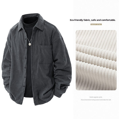 Men’s Fake Two-Piece Shirt Collar Jacket – Casual Layered Style Coat