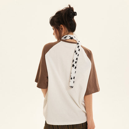 Women’s Cute Puppy Print Colorblock Short Sleeve T-Shirt – Casual Summer Top