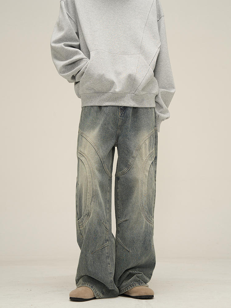 Men’s Deconstructed Straight Leg Jeans