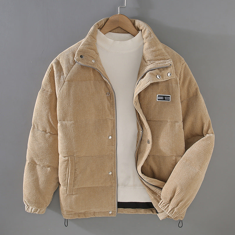 Trendy Men’s Corduroy Down Coat – Youth Style Warm Winter Jacket