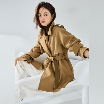 Women’s Elegant Short Trench Coat – Casual Chic Lightweight Jacket