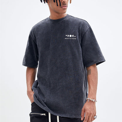 Retro Street Style Letter Print Men’s Short Sleeve T-Shirt Casual Urban Tee